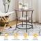 Costway 2 PCS 2-Tier Sofa Side End Table Round Nightstand with Sturdy Metal Frame Brown/Oak